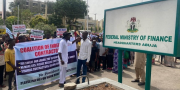 Gunshot Fired As Contractors Block Finance Ministry