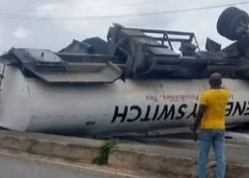 45,000-Litre Petrol Tanker Overturns in Epe, No Casualty Recorded
